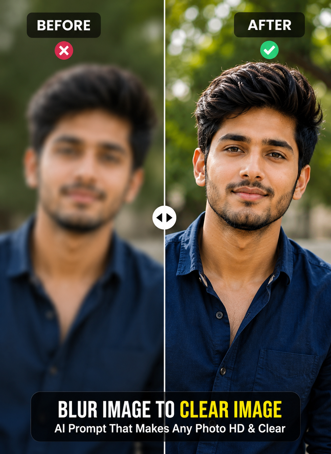 Blur Image to Clear Image Prompt Example