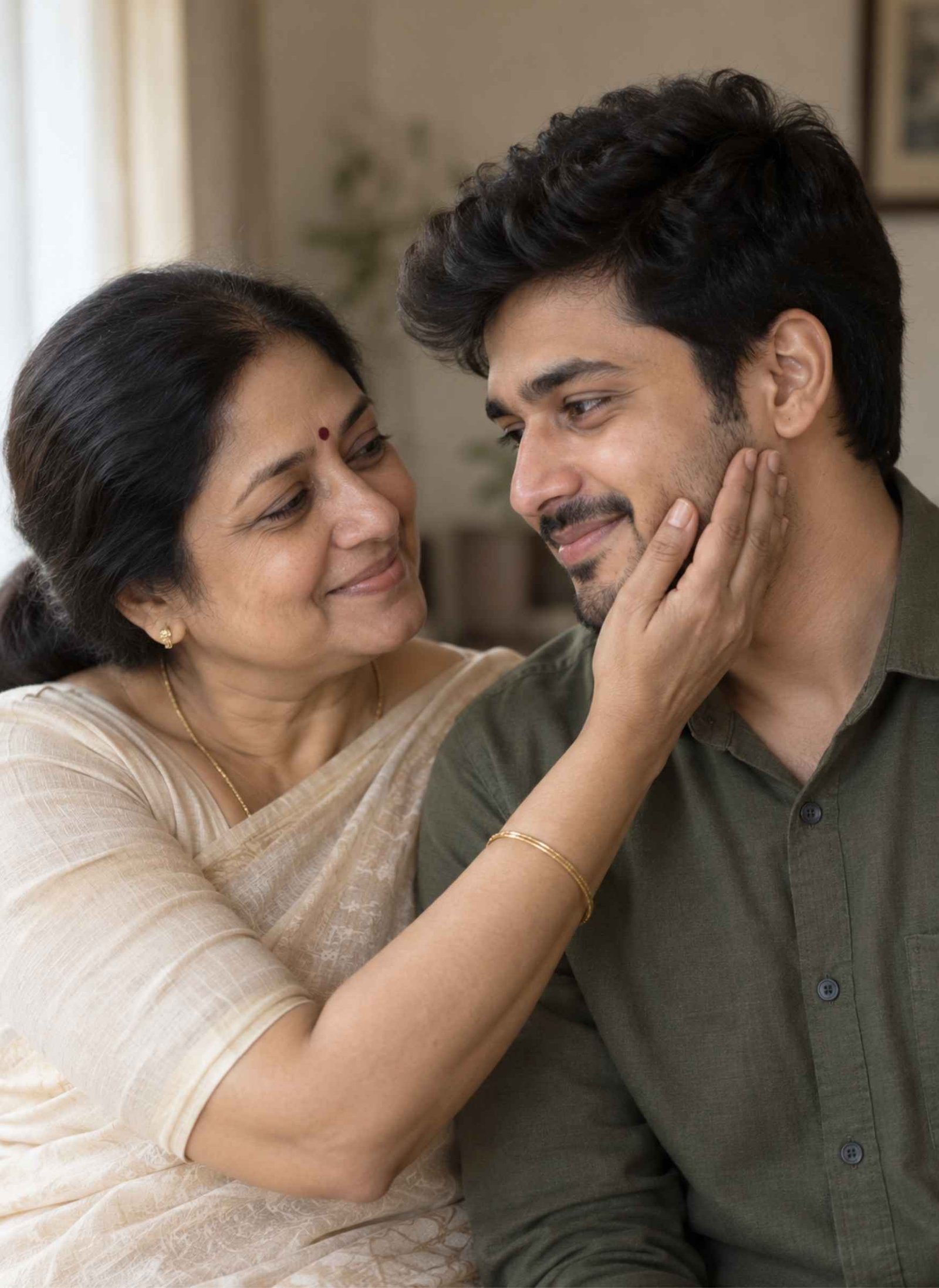 Close-Up Mother and Son Emotional Portrait