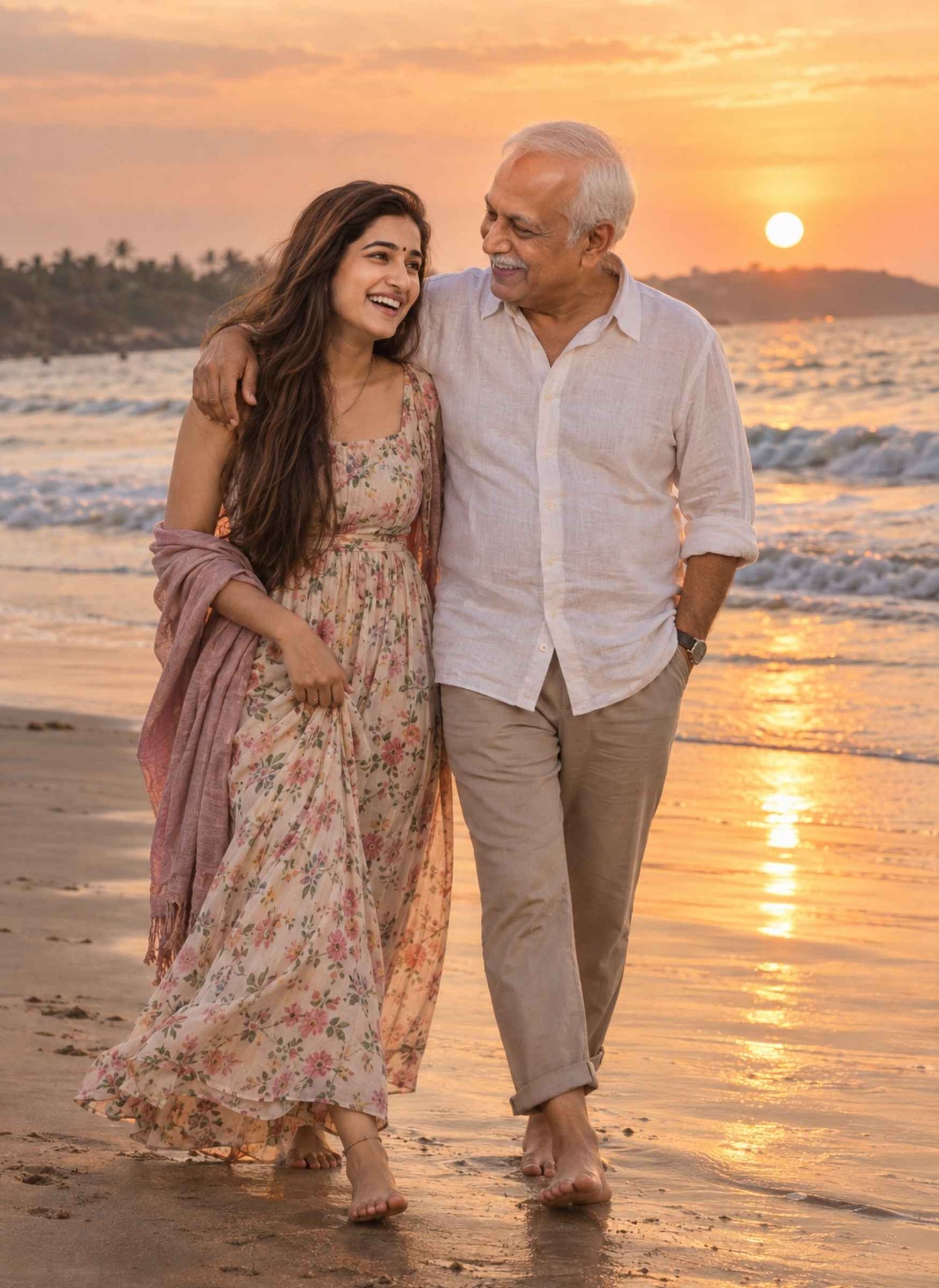 Father and Daughter Beach Sunset Portrait