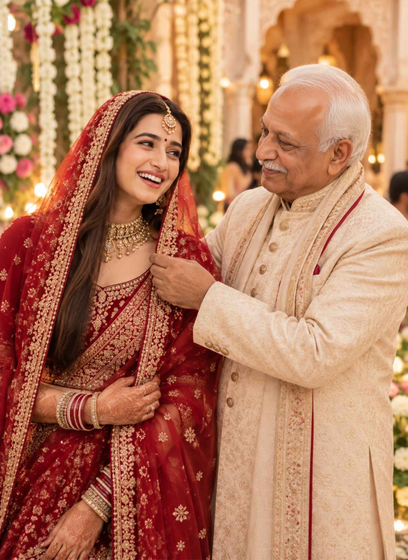 Father and Daughter Wedding Day Portrait