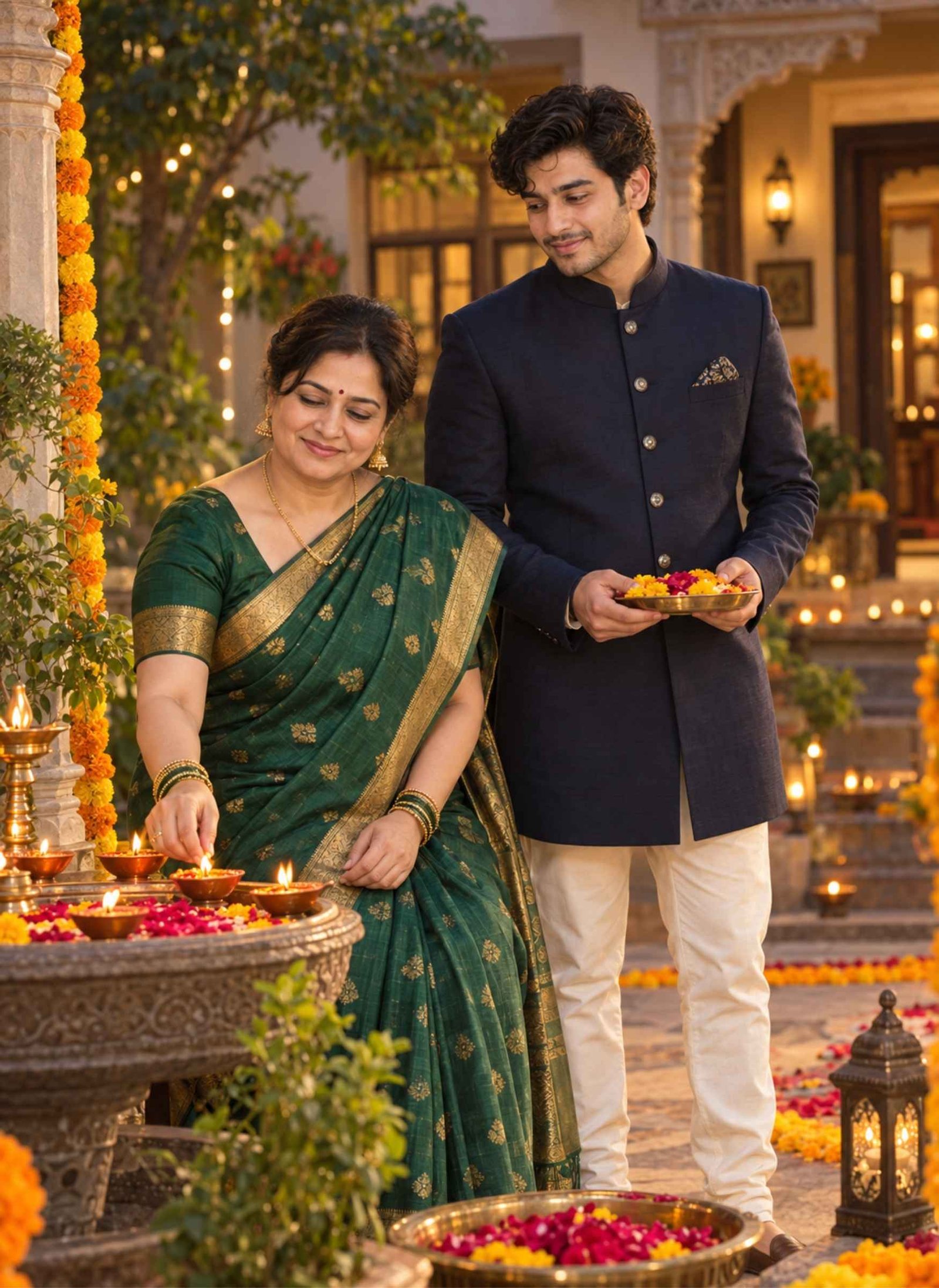 Festive Indian Courtyard Moment