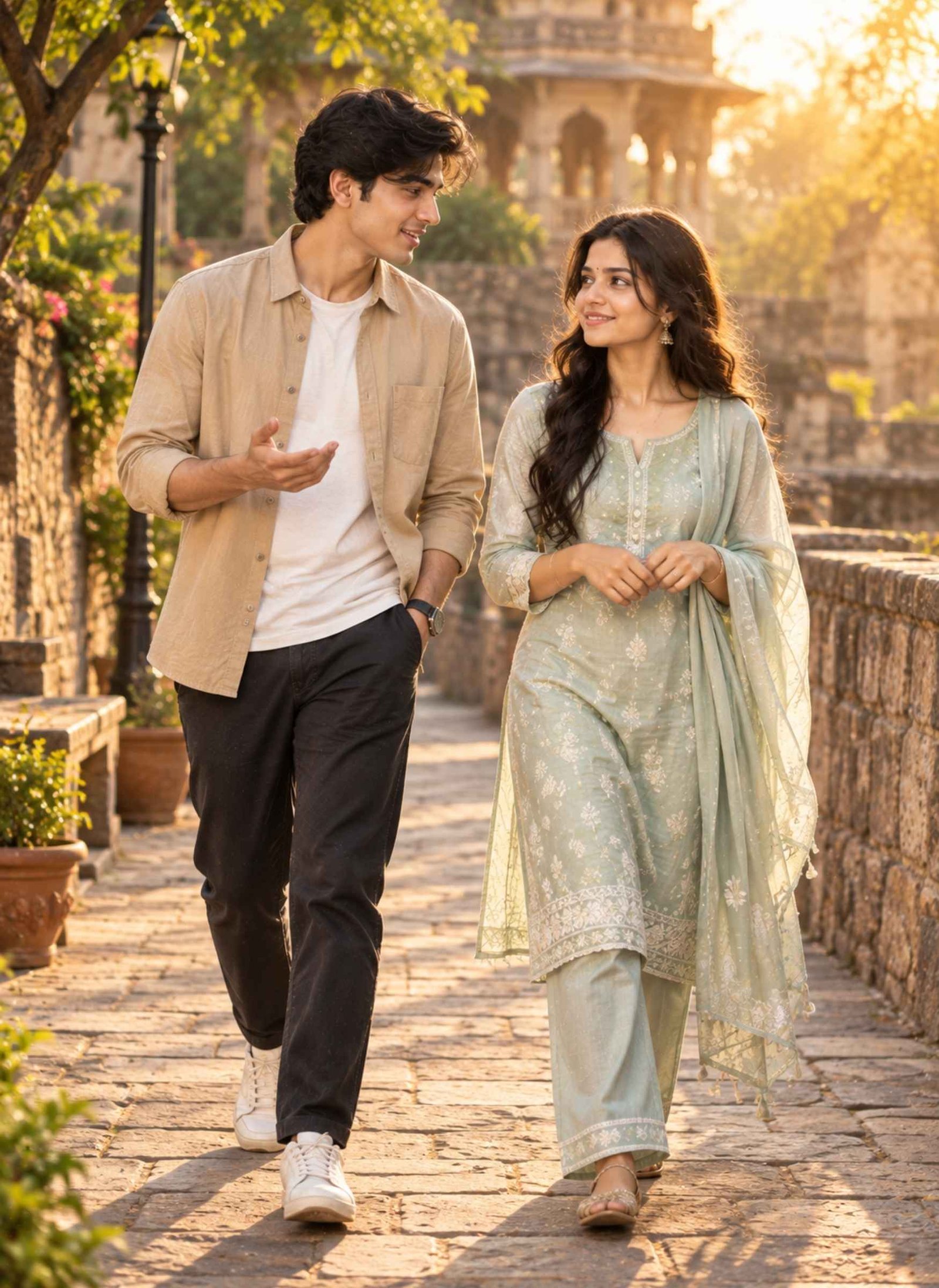 Golden Hour Brother and Sister Walk