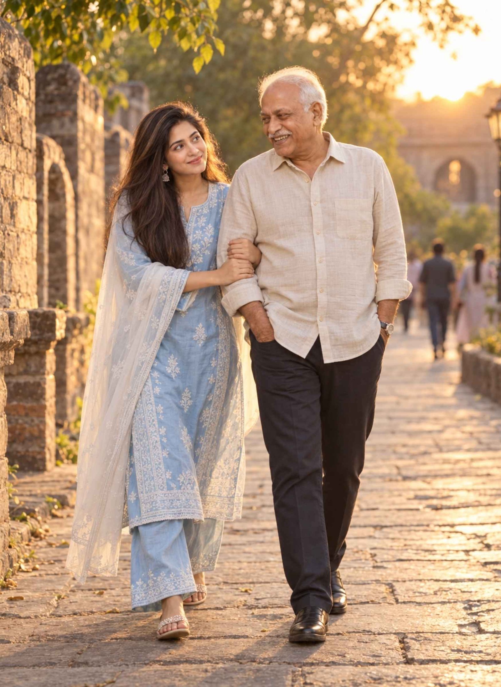 Golden Hour Father and Daughter Walk