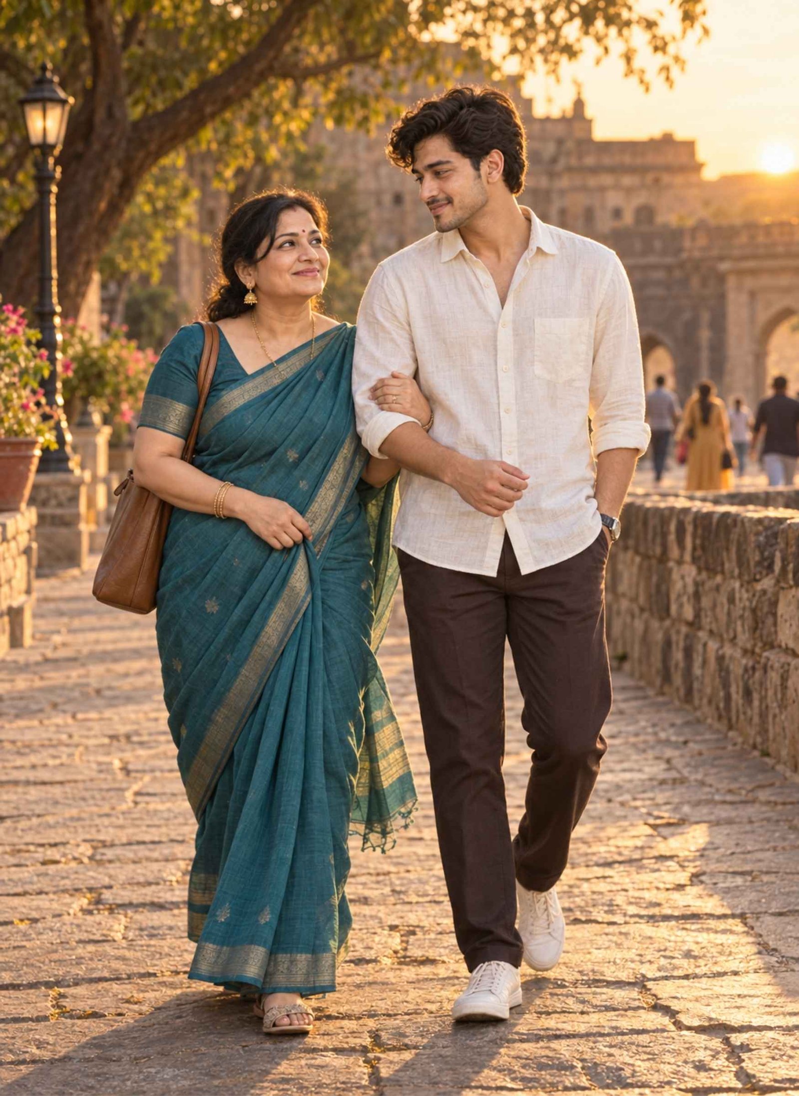 Golden Hour Mother and Son Walk