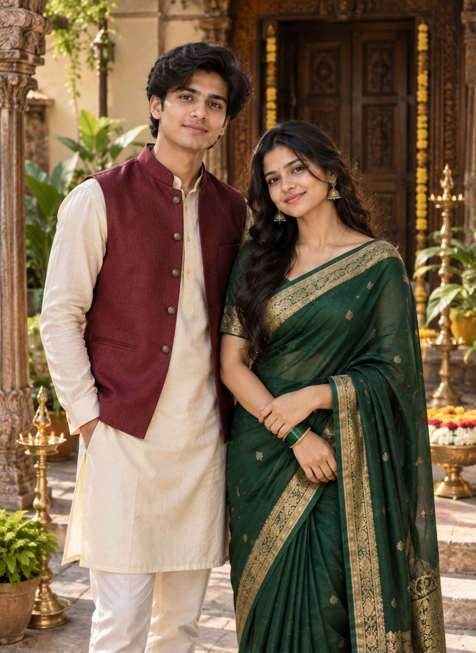 Traditional Indian Brother and Sister Portrait